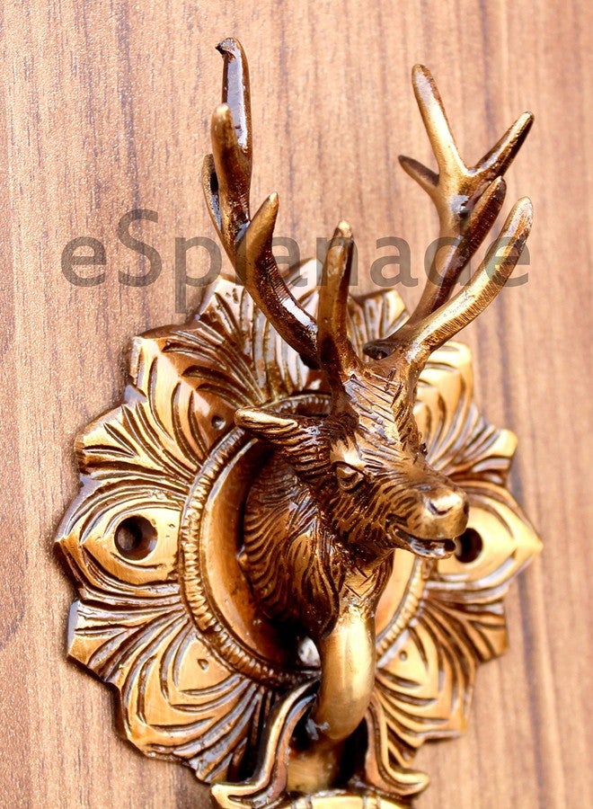ESPLANADE Metal Brass Reindeer Face Door Knocker (6.5 Inch, Golden) - Image 3
